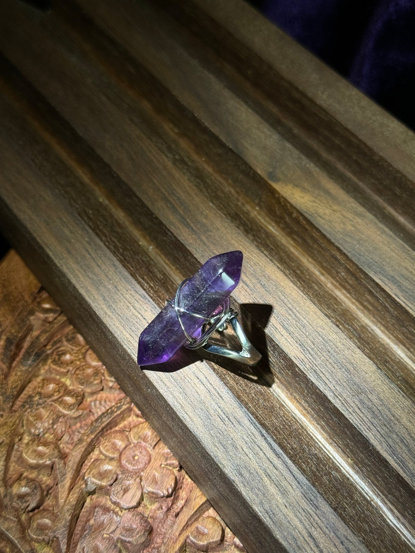 Double terminated Amethyst Ring (Adjustable)