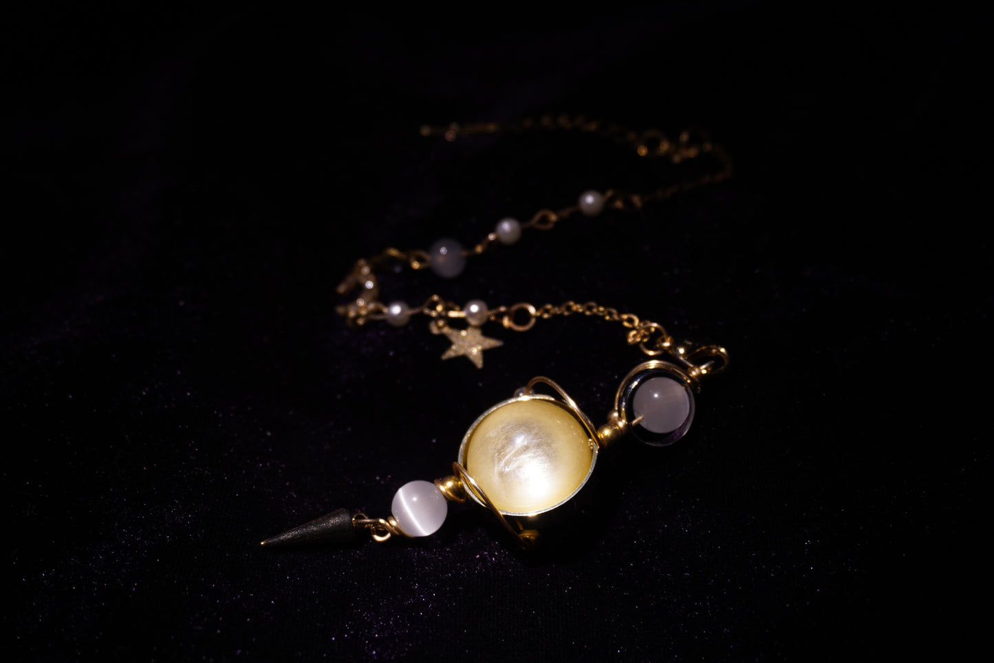 Golden Lepidolite Pendulum & Necklace