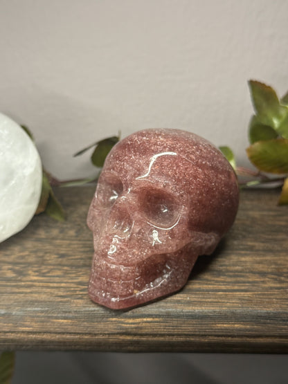 Strawberry Quartz Skull