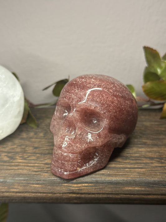 Strawberry Quartz Skull