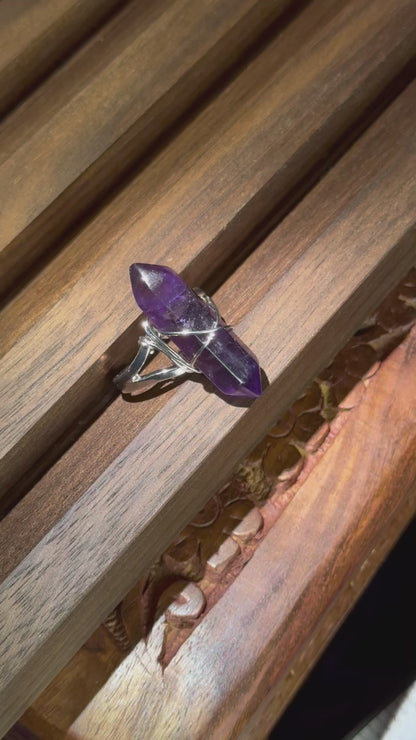 Double terminated Amethyst Ring (Adjustable)